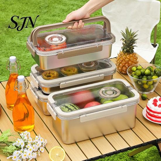Multi-purpose Kitchen Storage Stainless Steel Crisper Box with Sealing Lid And Handle, Large Capacity Organizer Bread Box, Portable Container for