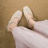 Retro Woven and Hollowed-out Fashionable Half-slipper Mid-heel Women's Shoes, New French Fairy Style Thick Heel Holiday Shoes