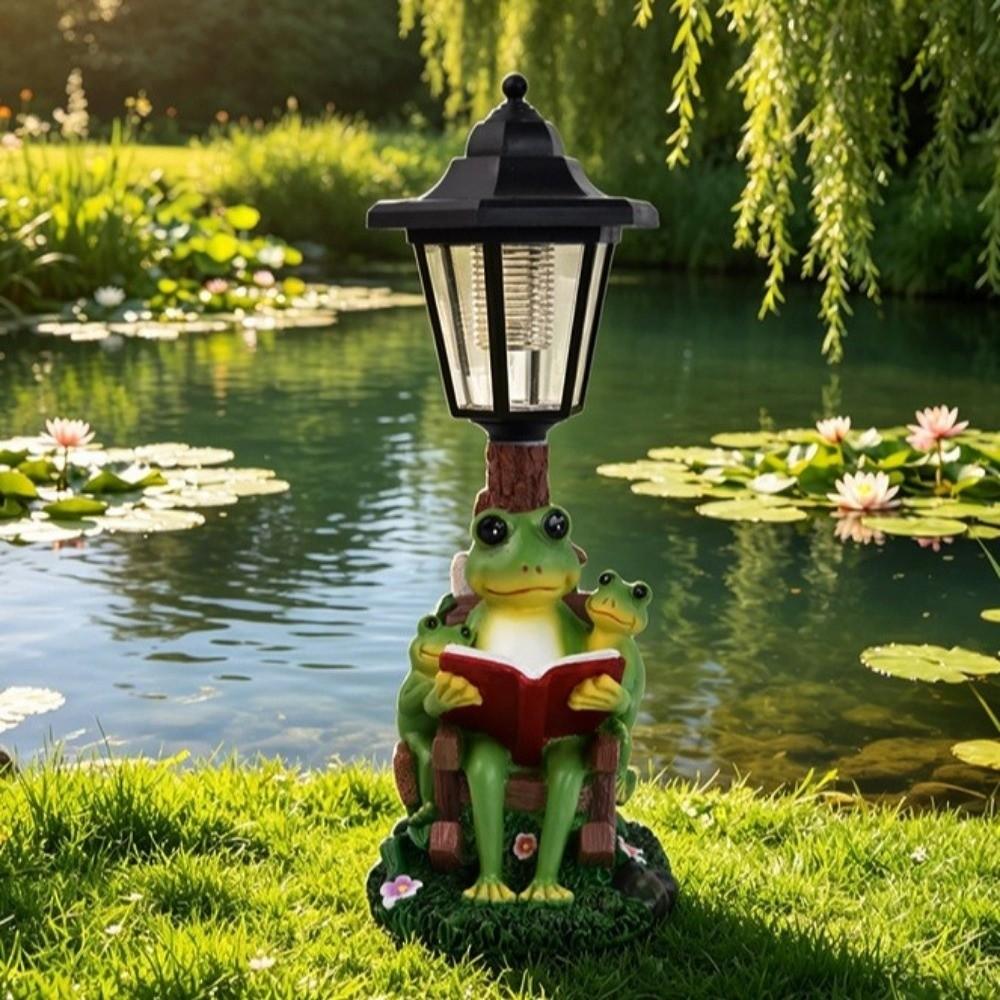Lifelike Frog Plant Pot Light Weatherproof Solar Frog Lamp Frog Statue Solar Light Pathway Decor