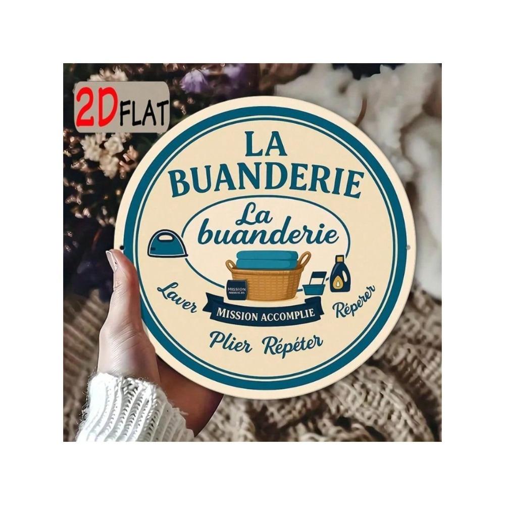 Винтажная металлическая табличка La Buanderie Корзина для белья Настенное искусство Декор