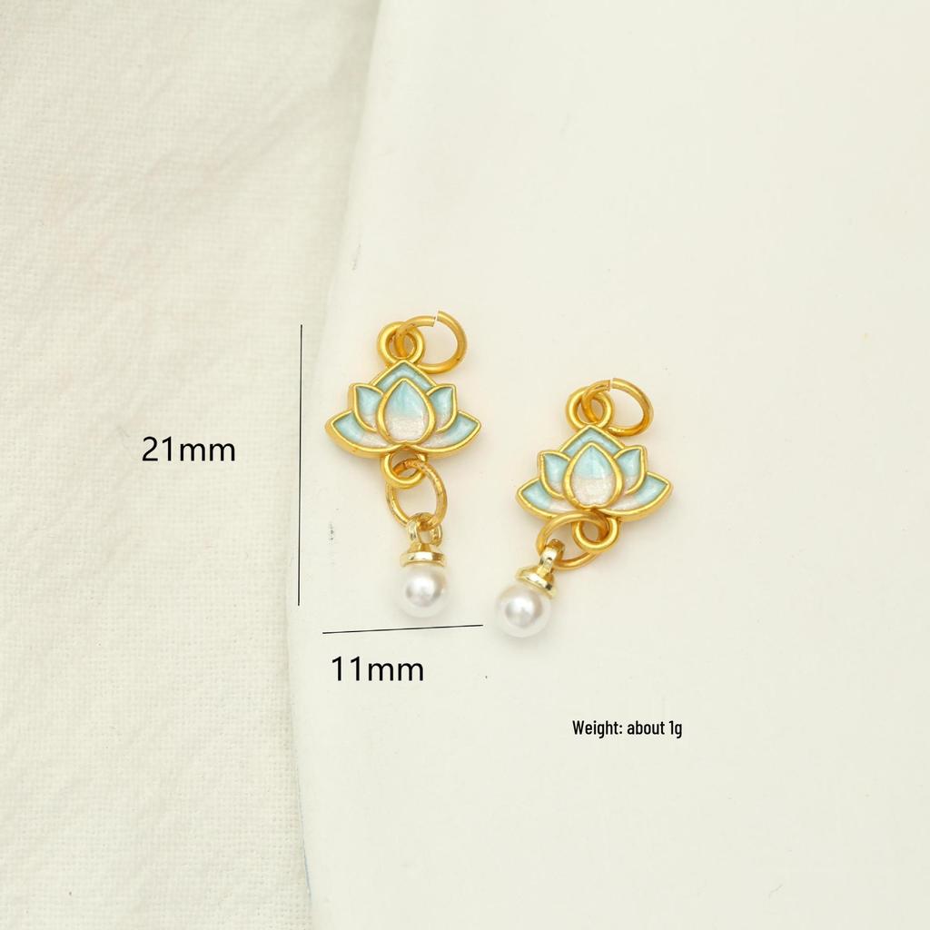 Матовый золотой кулон в виде лотоса, браслет-ожерелье из сплава с жемчугом