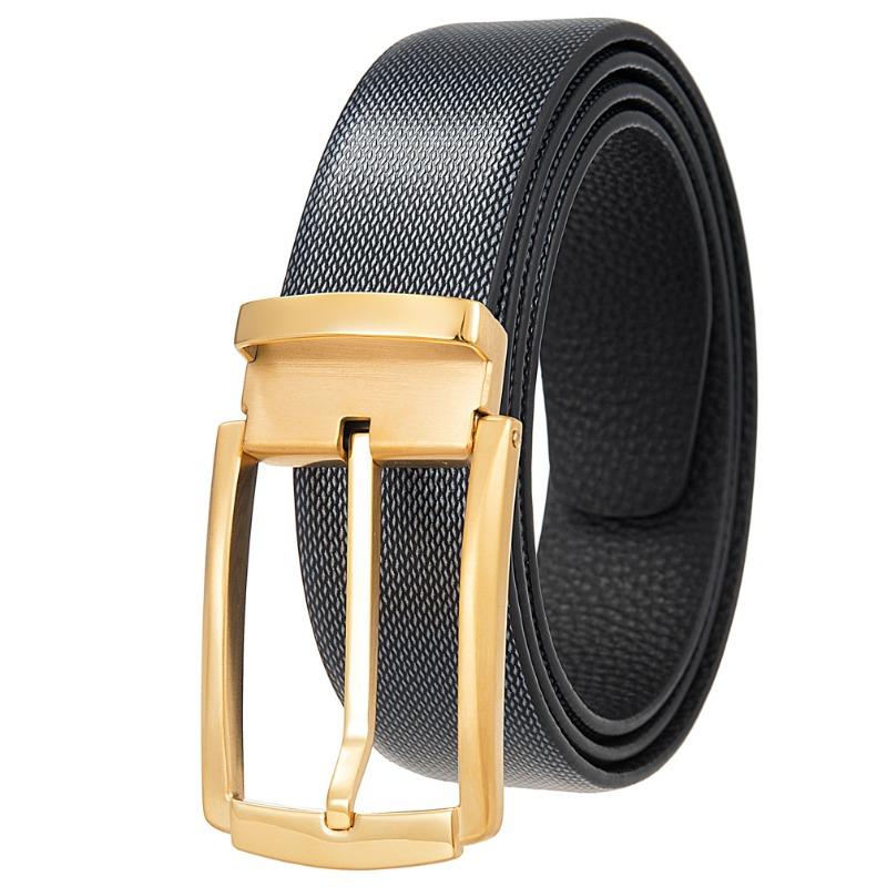 Pin buckle belt, punched belt, men first layer cowhide belt