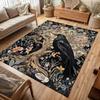 Цветочный Дерево Ковер Равен Черный Фон Искусство Ковер Бохо Гостиная Спальня Декоративный Коврик