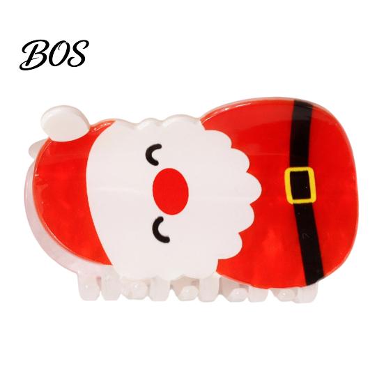 Daily Hair Styling Accessories Christmas Claw Clip for Women, Acrylic Festive with Elk Santa Snowflake Party Ornaments Patterns, Non Slip Strong Hold