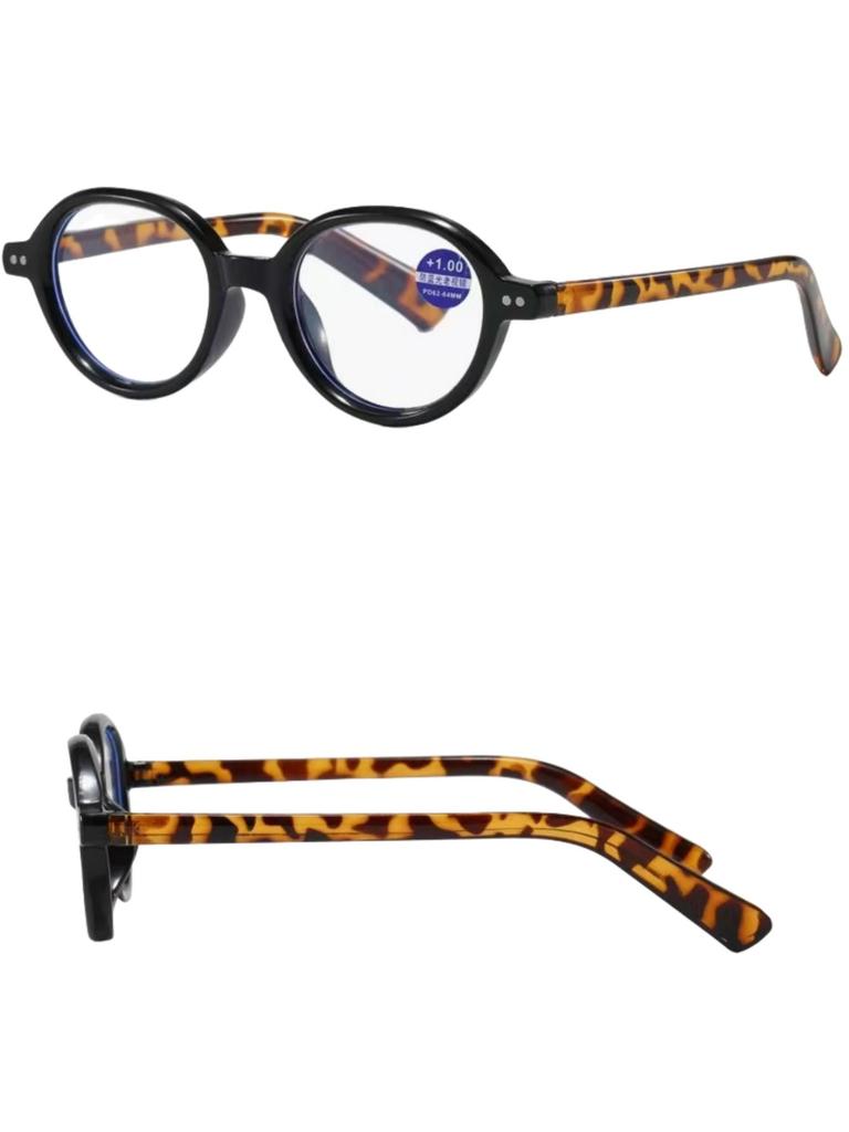 Plain Face Retro Oval Fashion Reading Glasses Frame Nerd Tortoise Shell Contrast Color