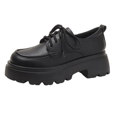 Модные женские туфли на платформе в ретро британском стиле 2025 Осень Зима Универсальные туфли на толстой подошве с круглым носком на высоком каблуке лоферы