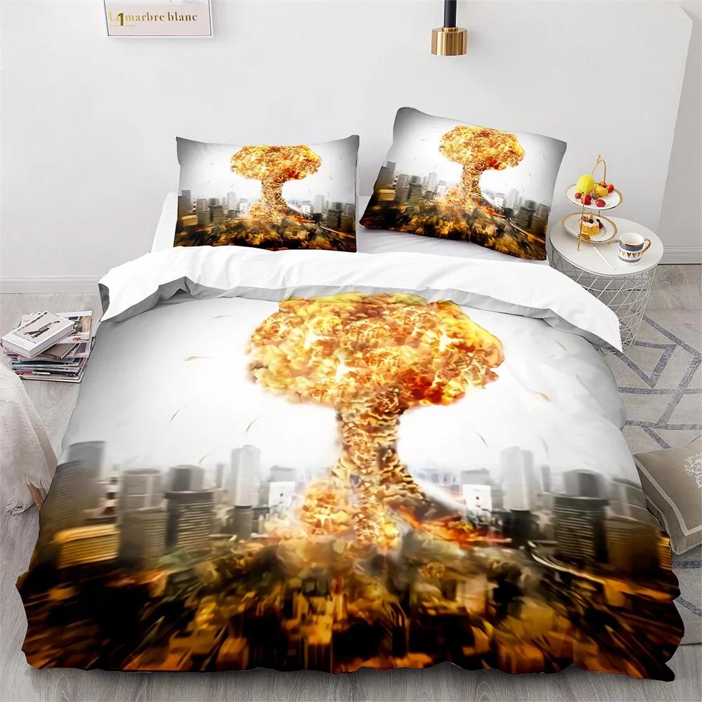 Explode Duvet Cover Collection Orange Firework Shaped Pattern Polyester Comforter Cover King Queen Size For Boys Girl Bedding Collection