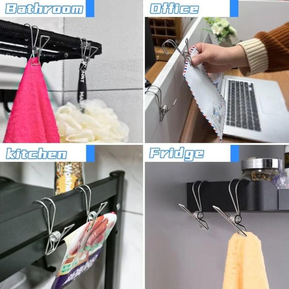 6Pcs Durable Long Tail Clip Organizer Metal Clothespins Multifunctional Towel Organizer Closet