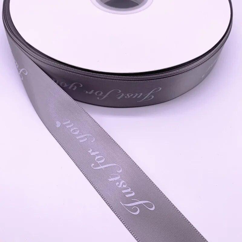 25mm*50yards Printed "just for You" Polyester Ribbons for Wedding Christmas Party Decorations DIY Bow Craft Ribbons