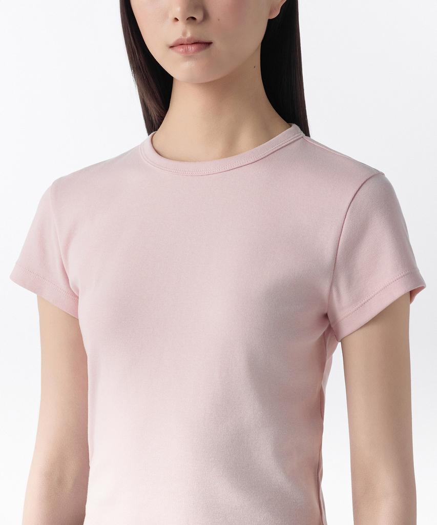 MUSINSA STANDARD WOMAN Women'S Slim Crop Crew Neck T-Shirt [Desert Pink]