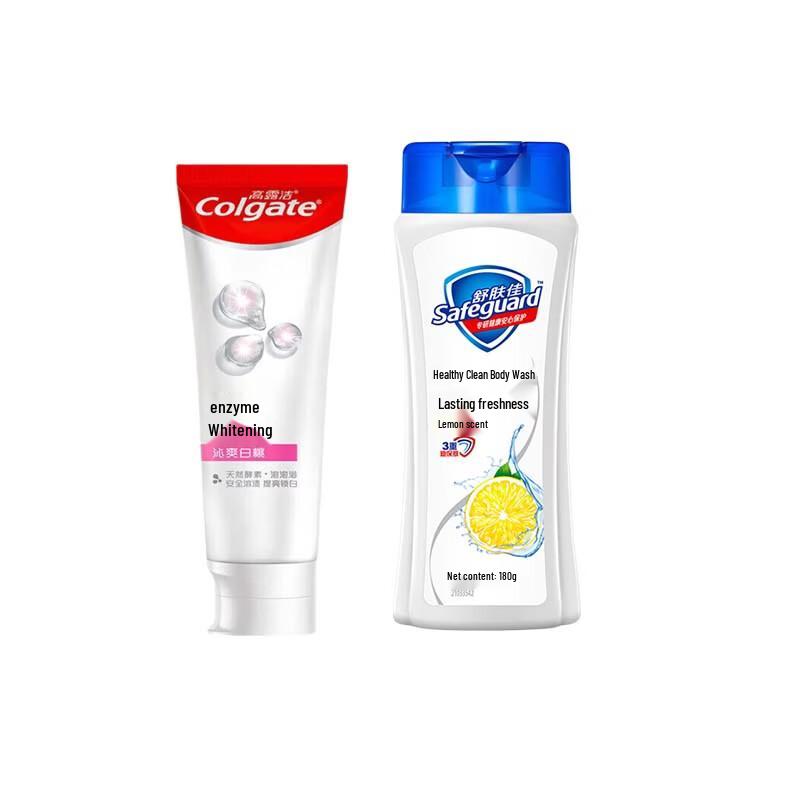 Colgate Whitening Peach Toothpaste & Safeguard Lemon Shower Gel Set
