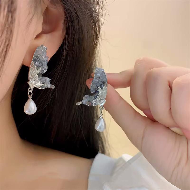 Корейские разноцветные кристальные серьги-подвески с цветами и бабочками для женщин Вечеринка Свадьба Изысканные элегантные ювелирные аксессуары Brincos