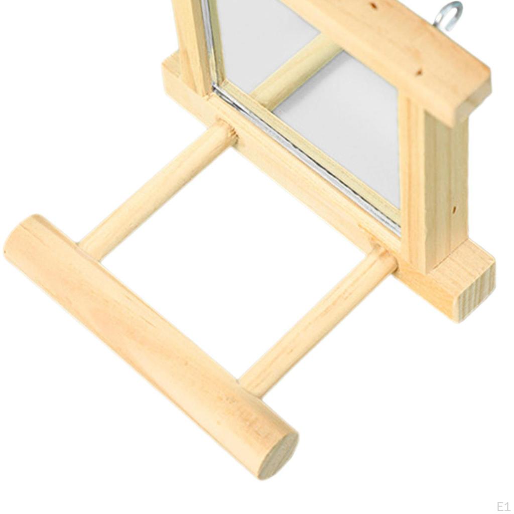 Деревянные зеркала для птиц, жердочки для колибри с металлическим крючком, клетка для попугая, игрушки, зеркало для попугая для