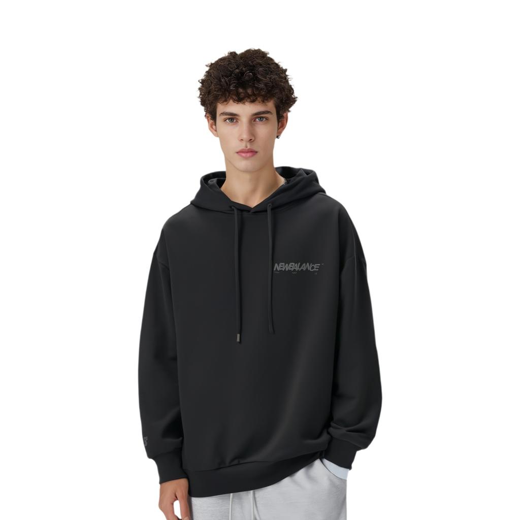 New Balance Sweatshirts Men's Black Hooded Non Detachable Moderate Unisex AMT33326-BK