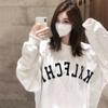 Women Letter Print Thick O-neck Sweatshirt Ladies Long Sleeve Oversize Loose Hoodies Couple for Autumn Winter