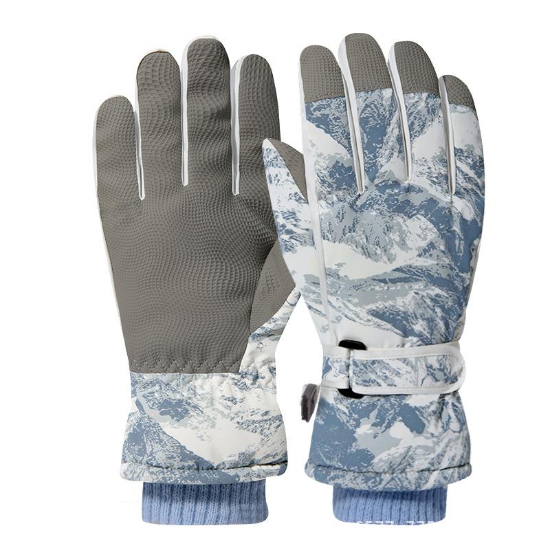 New ski gloves, snow-capped mountains, outdoor velvet protective touch screen, winter thermal gloves, mountain climbing and cycling gloves