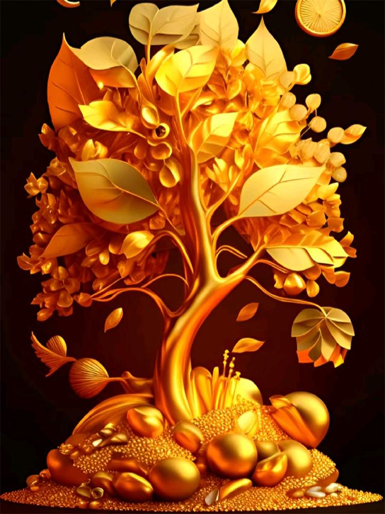 5DDIY Алмазная роспись Денежное дерево Фэнтези Пейзаж Полный Круг Квадратная Мозаика Украшение для дома и гостиной Новый продукт Подарок