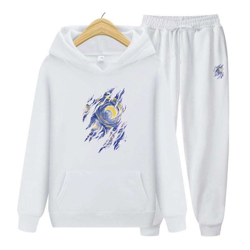 Спортивный костюм с принтом звездного неба, комплект из 2 предметов, толстовки с длинными рукавами для мужчин и женщин, пуловер с капюшоном, толстовка, верхняя куртка, пальто