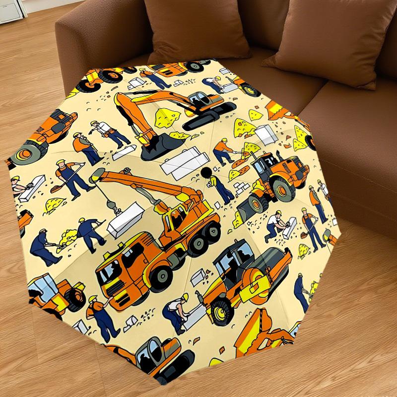 1PC construction workers construction vehicles Umbrella-8-Rib Reinforced Portable Folding Travel Suitable for All Seasons