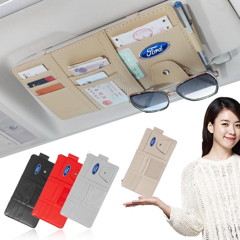 Car Sun Visor Organizer Multi-Pocket Glasses Clip Car Storage Bag For Ford Mondeo MK1 MK2 MK3 MK4 MK5 dgrb6