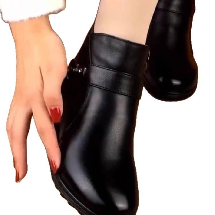 2025 туфли для мамы хлопковые туфли для среднего и пожилого возраста бархатные зимние теплые нескользящие полусапожки осень-зима женская обувь для среднего возраста бабушка ш