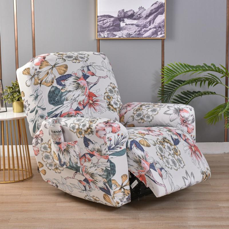 Elastic Full Cover Recliner Chair Slipcover Single Seater Sofa - Thick Fabric Dustproof Protector With Printed Patterns