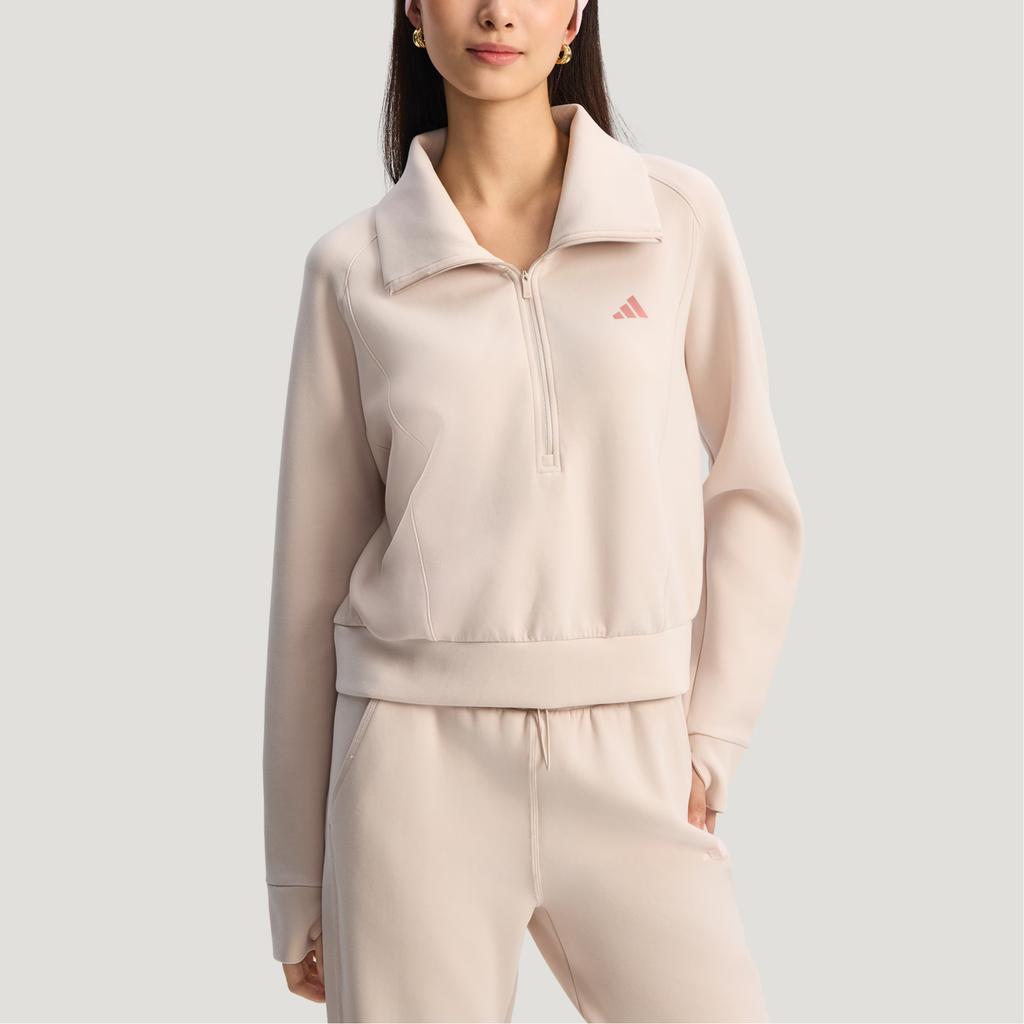 adidas FW25 Свитшот на молнии до половины Свободный Антистатический Спортивный Повседневный Пуловер Худи с длинным рукавом Женский свитшот KH0206