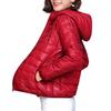 Women Fall Winter Coat Padded Hooded Thick Long Sleeve Warm Solid Color Smooth Slim Fit Zipper Closure Pockets Cardigan Lady Cotton Coat Jacket