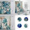 Экологичная шторка для душа с морской черепахой и осьминогом, изготовленная из мягкого полиэфирного волокна и оснащенная крючками для легкой установки