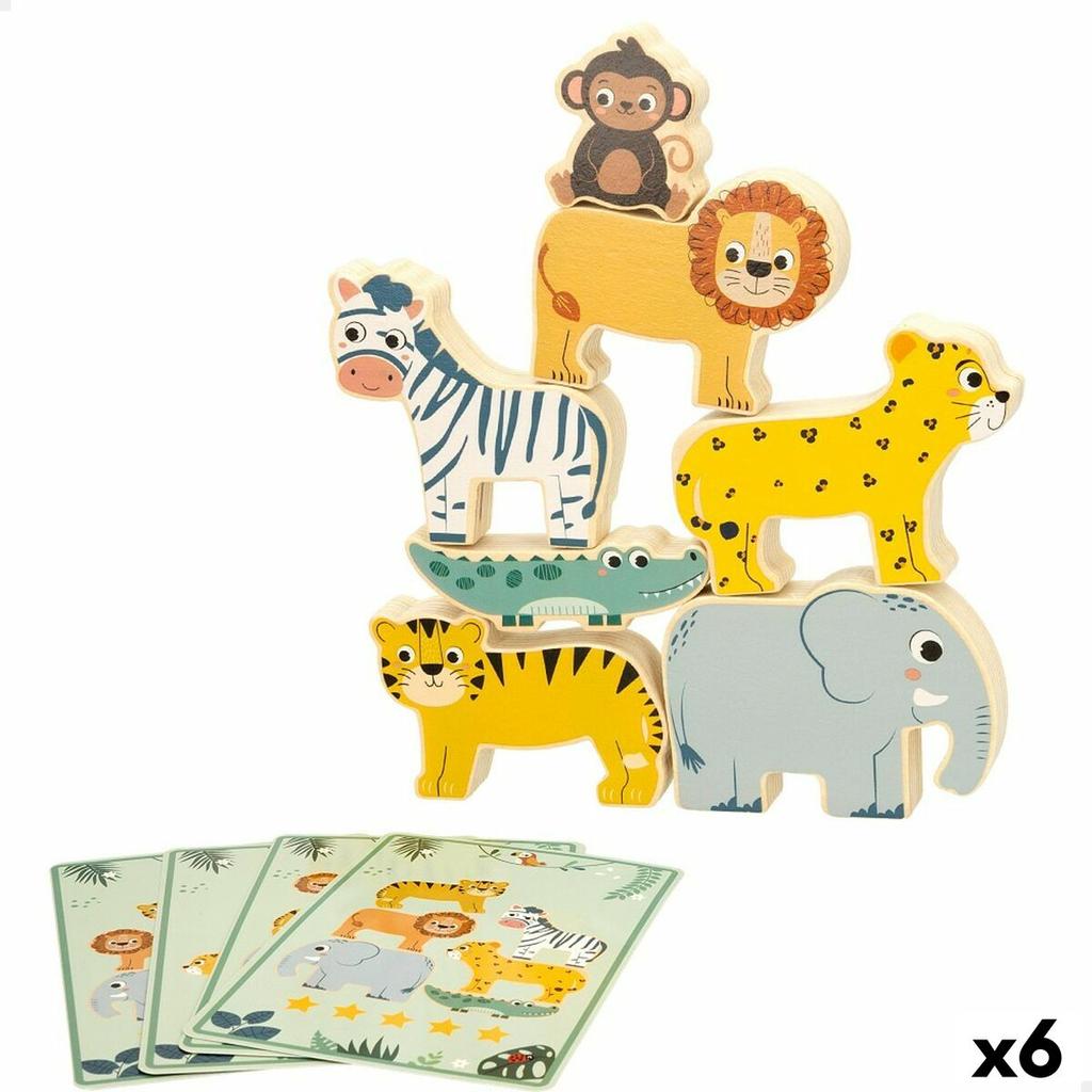 Building Game + Figures Woomax Animals 16 Pieces 7 X 7 X 1.5 Cm (6 Units)