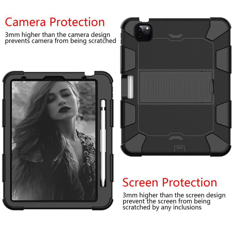 Shockproof Silicone Case With Kickstand IPad Air 4 10.9 Inch 2020 Full Coverage Dual-Tone Design Sleep/Wake Support