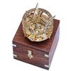 15.24 Cm Round Solid Brass Sundial Compass with Rosewood Box