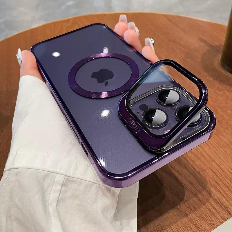 Гальванизированный держатель для пленки на линзу из ПК, подходит для iPhone18promax, магнитный чехол для мобильного телефона, Apple 17 прозрачный 16 противоударный.