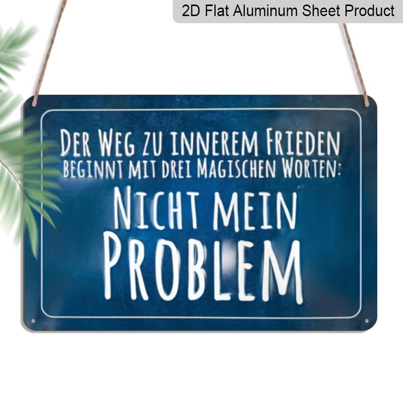 2D Flat 1pc "Nicht Mein Problem" Vintage Metal Sign - German Quote Wall Decor, 7.87x11.81inch, Aluminum Plaque with German Text, Ideal for Home