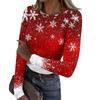 Женская и зимняя футболка с тонким низом, модная повседневная футболка с рождественским принтом и круглым вырезом, длинный рукав