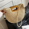Minimalist Straw Women Summer Half-moon Beach Handbags Rattan Handmade Kintted Handle Crossbody Bag