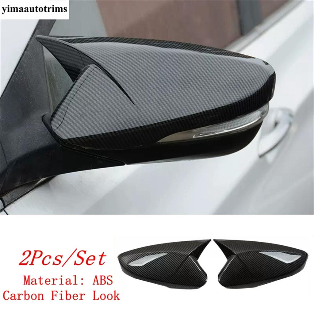 Ox Horn Blade Style Rearview Mirror Cover Trim For Hyundai Elantra Veloster 2011 - 2015 Black / Carbon Fiber Look Accessories
