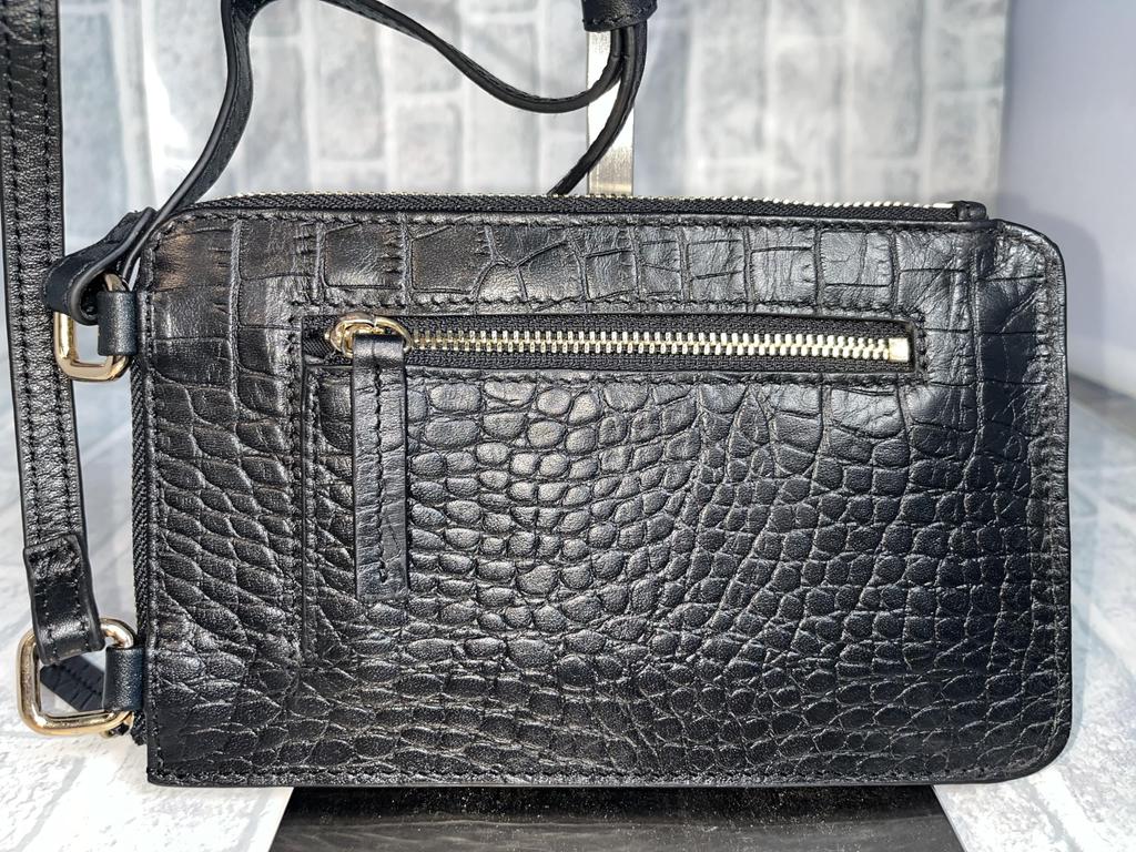 Smartphone Pochette Genuine Cow Leather Croco Embossed Men Cowhide Genuine Leather Smartphone Pochette Smartphone Pouch Travel Pochette Travel Pouch