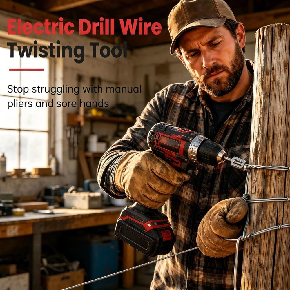 Wire Twister Tool for Drill, Electric Drill Wire Twister Tool, Fence Wire Twisting tool with 1/4" Hex Shank, Winding Tool, Universal Drill
