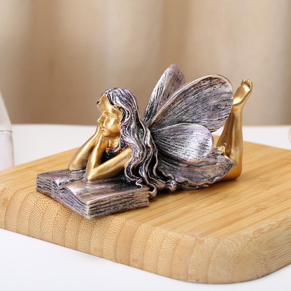 Милая статуэтка девушки-ангела, забавная фея, настольное украшение, креативные фигурки фей на открытом воздухе