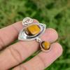 925 Sterling Silver Oval Natural Tigers Eye Bezel Engagement Pendant Jewelry