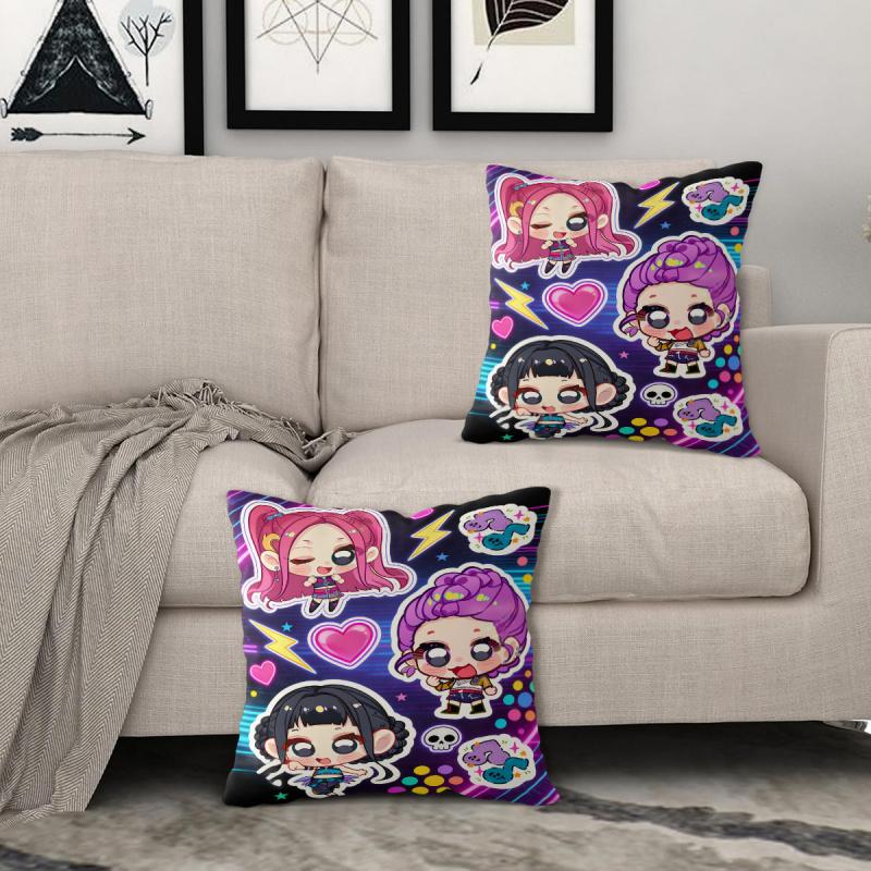 Kpop Style Throw Pillow Decorative Cushion Cute Anime Idol And Music Note Print Polyester Pillow For Sofa Bedroom Fans Home Decor