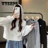 Women's Hooded Sweater Loose Spring and Autumn Casual Fashion Embroidered Top Coat Trendy Solid Color