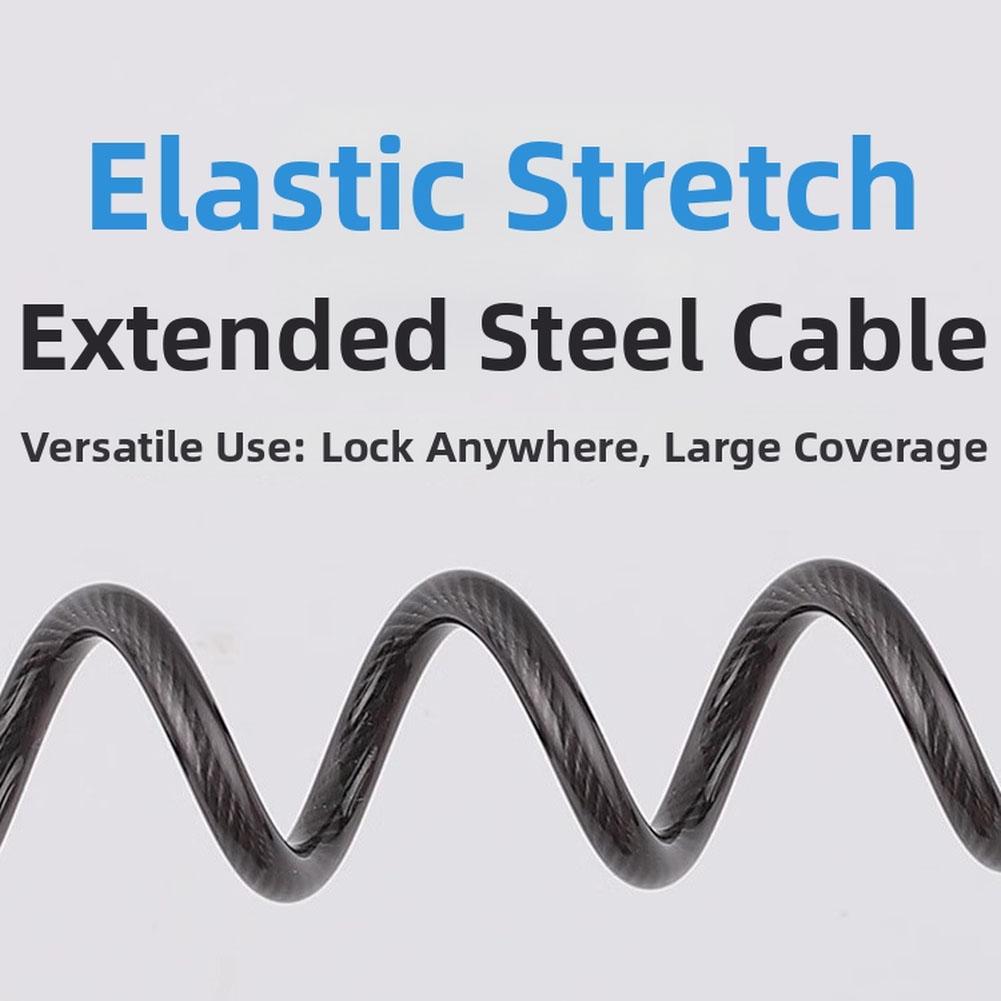 1.5m Retractable Steel Cable Security For Lock with 4-Digit Resettable Combination for Bike Luggage Suitcase Gear