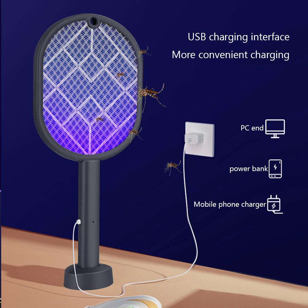 Electric Mosquito Racket Killer Handheld Fly Insect Trap Bug Zapper USB Charging Fly Swatter Trap UV Light Mosquito Killer Lamp