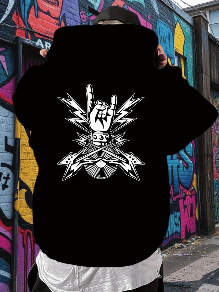 Heavyweight Hoodie - Rock Graphic Pullover Sweatshirt with Back Print