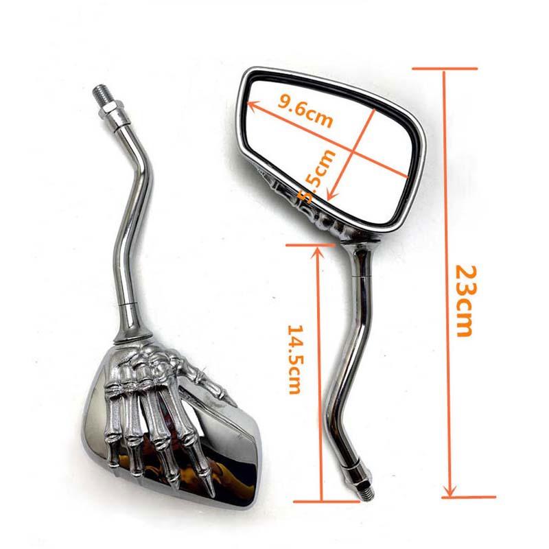 Universal Motorcycle Scooter Side Mirror Back/Silver Modification Skull Craw Shadow Rear View Mirrors Pair 8mm 10mm