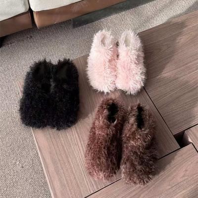 Сумка с плоским дном, голова, пушистые тапочки, женская верхняя одежда, бархатные теплые нескользящие, интернет-знаменитости, осень и зима 2025, новые хлопковые тапочки