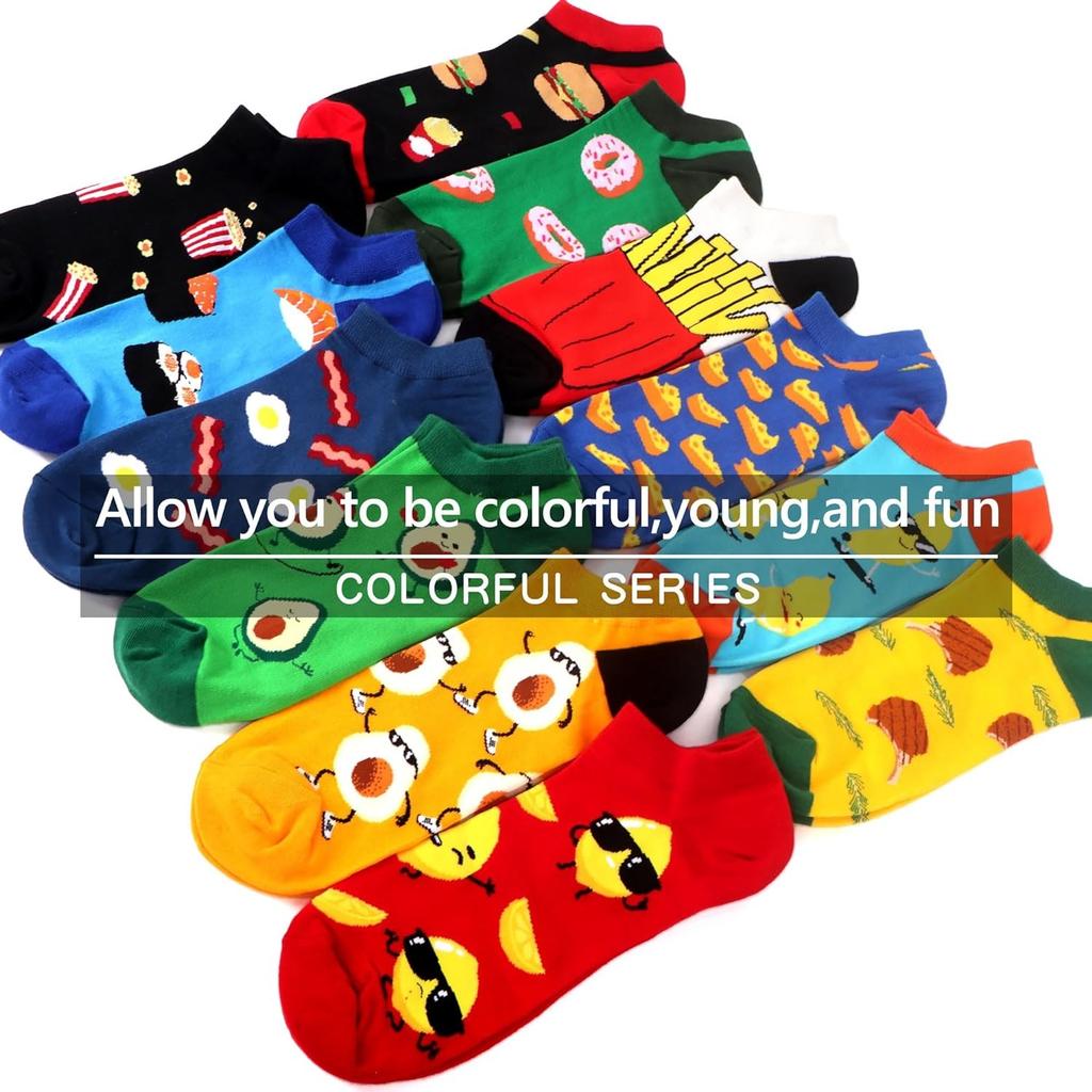 Men's Quality Business Ankle Socks Casual Novelty Graffiti Food Geometric Lattice Colorful Summer Happy Combed Cotton Short Sock