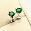 Fashion Round Cut Moissanite Earring Silver Green Sappire Crystal Stud Earrings Wedding Engagement Fashion Jewelry AVE